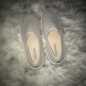 Steve Madden’s Buffey Gray Ankle-High Slip-Ons